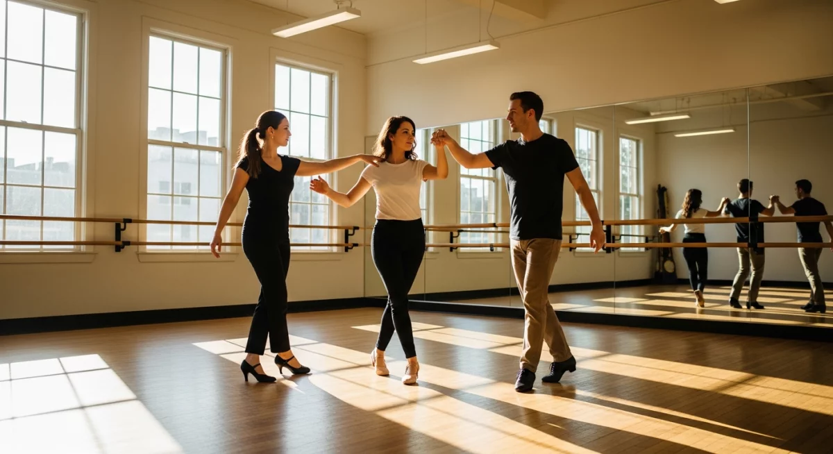 Couple de mariés effectuant leur première danse dans une salle de réception élégamment décorée, entourés de leurs invités émus