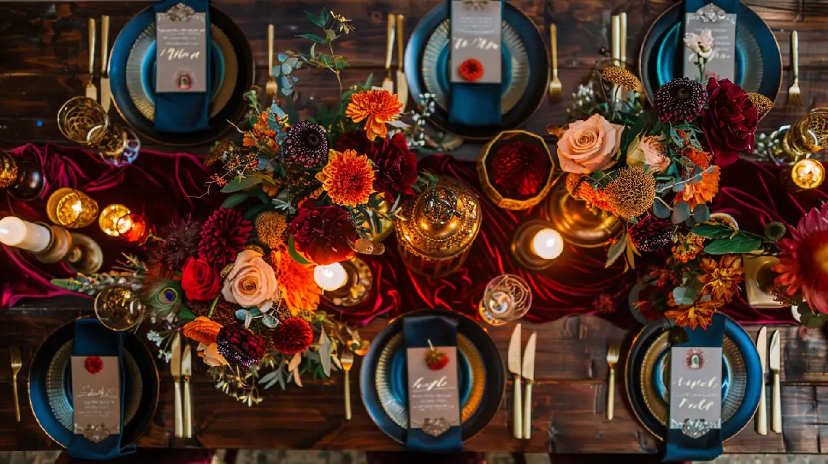 Table de mariage richement décorée
