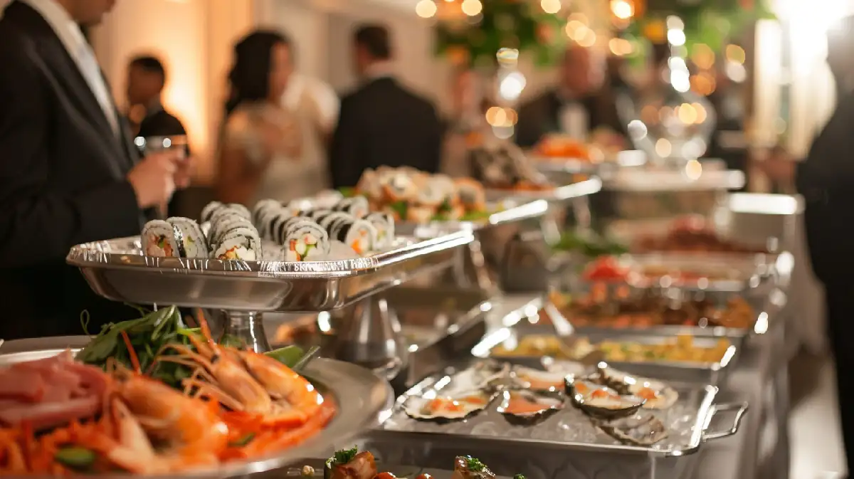 Buffet de mariage avec des fruits de mer