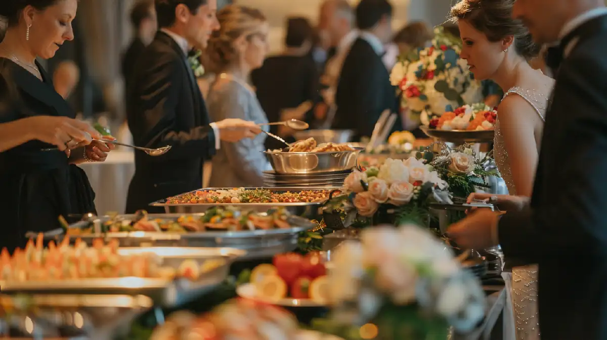 Buffet de mariage avec invités